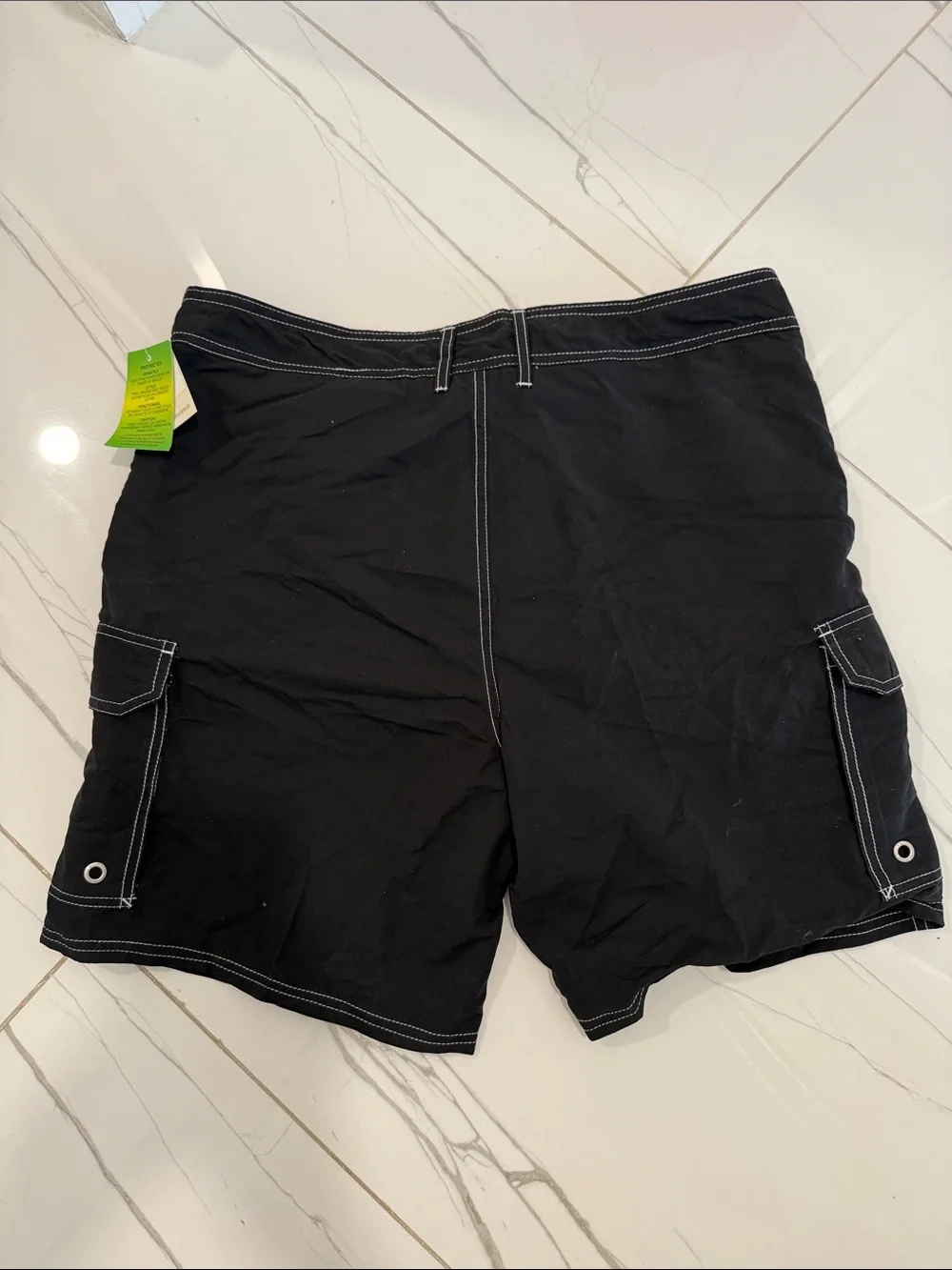 Roots Black Men’s Swim Board Shorts with White Contrast Stitching